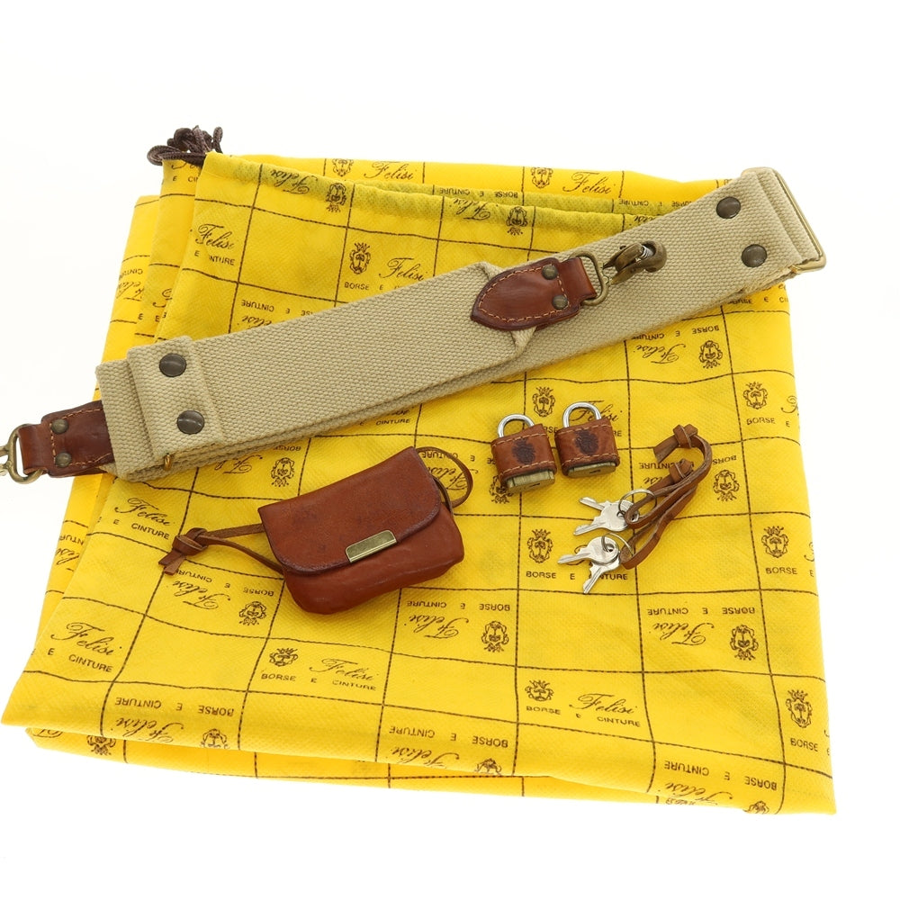中古】フェリージ Felisi P3 ナイロン レザー ボストンバッグ モス