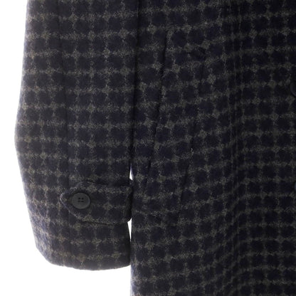 【中古】エルネスト ernesto GFB ウールナイロン チェック チェスターフィールドコート ネイビー【 44 】【 状態ランクB 】【 メンズ 】