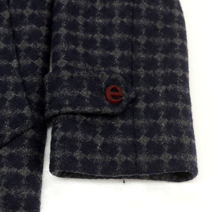 【中古】エルネスト ernesto GFB ウールナイロン チェック チェスターフィールドコート ネイビー【 44 】【 状態ランクB 】【 メンズ 】