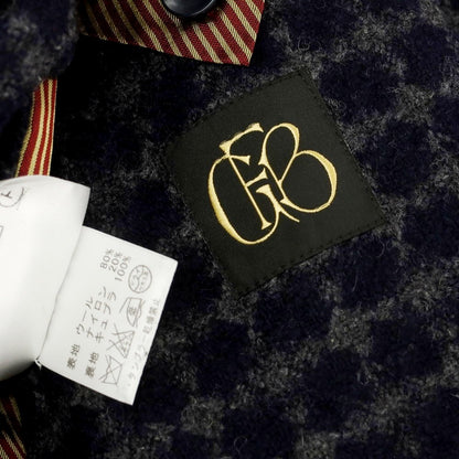 【中古】エルネスト ernesto GFB ウールナイロン チェック チェスターフィールドコート ネイビー【 44 】【 状態ランクB 】【 メンズ 】