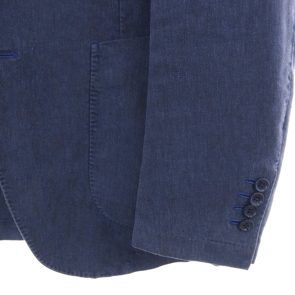 【中古】ベルベスト Belvest BEAMS F別注 ナイロンリネン 3B カジュアルジャケット ネイビー【サイズ44】【 状態ランクC 】【 メンズ 】[EPD]