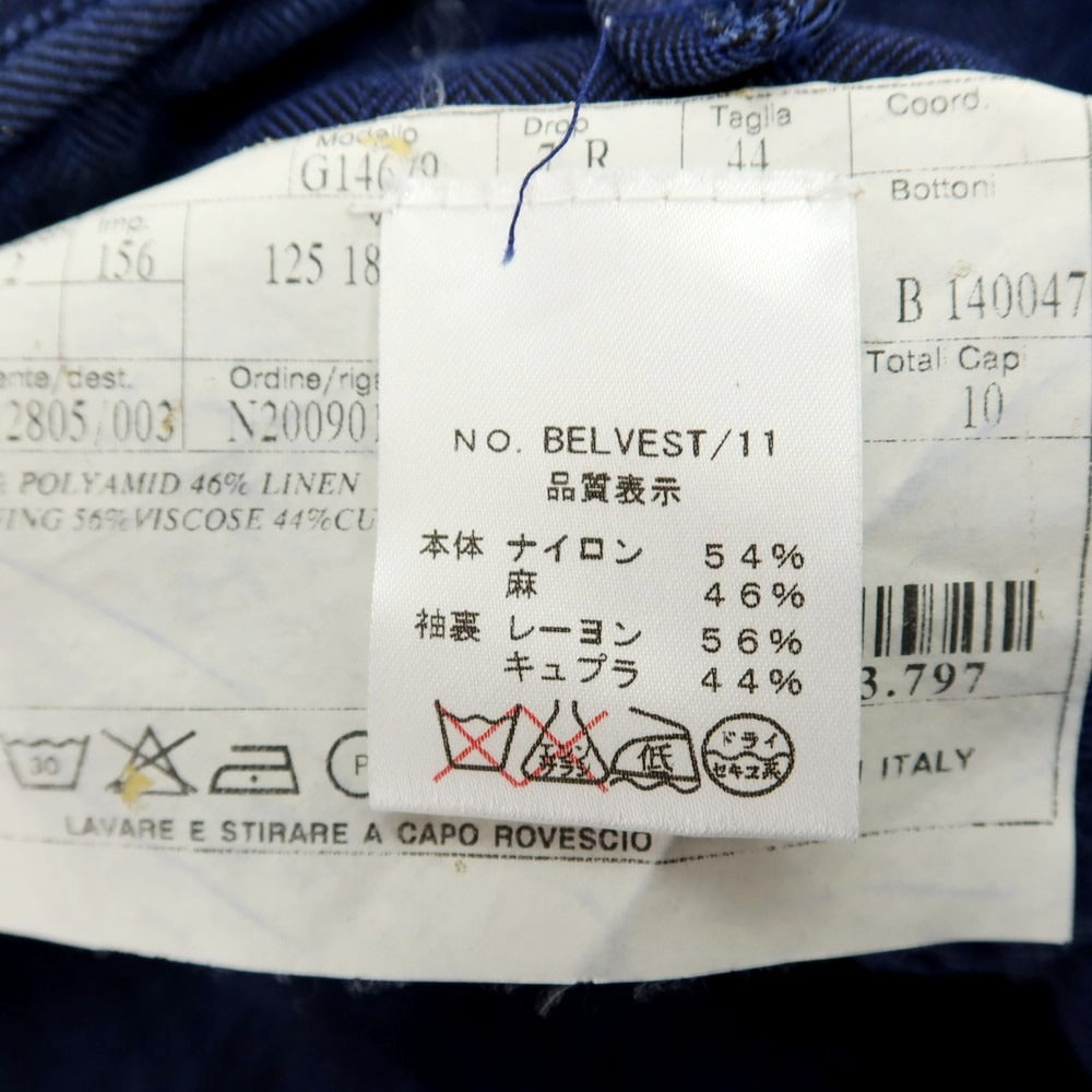 【中古】ベルベスト Belvest BEAMS F別注 ナイロンリネン 3B カジュアルジャケット ネイビー【サイズ44】【 状態ランクC 】【 メンズ 】[EPD]