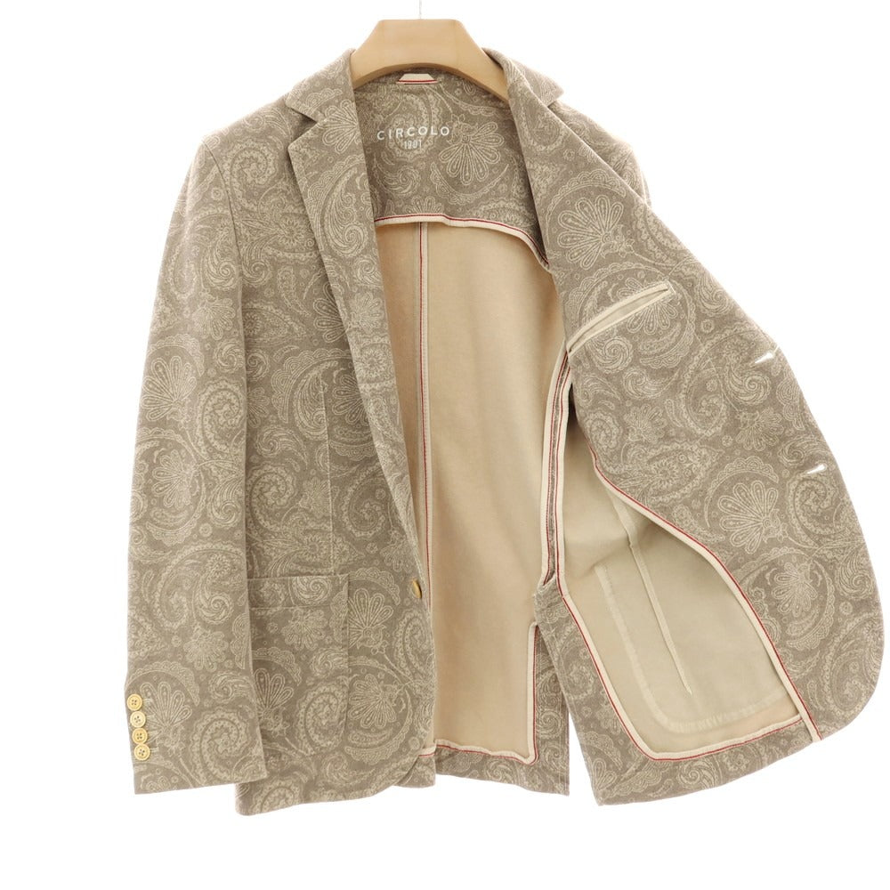 【中古】チルコロ1901 CIRCOLO 1901 コットン ジャージー ペイズリー プリント 2B カジュアルジャケット ブラウン【サイズ46】【 状態ランクC 】【 メンズ 】