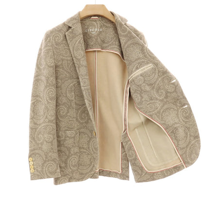 【中古】チルコロ1901 CIRCOLO 1901 コットン ジャージー ペイズリー プリント 2B カジュアルジャケット ブラウン【サイズ46】【 状態ランクC 】【 メンズ 】