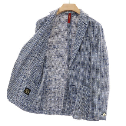 【中古】エルネスト ernesto GFB シルクコットン ヘリンボーン 2B カジュアルジャケット ネイビー【サイズ46】【 状態ランクC 】【 メンズ 】