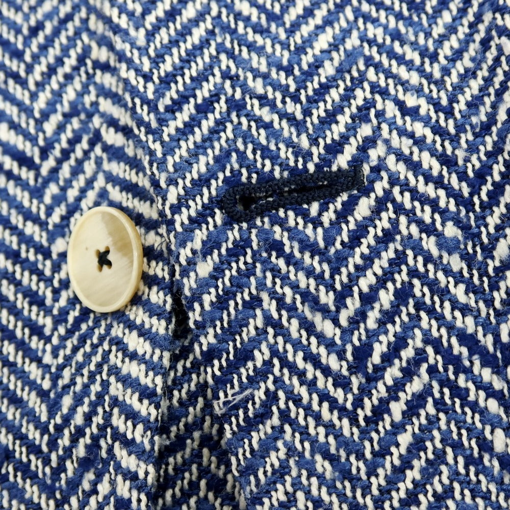 【中古】エルネスト ernesto GFB シルクコットン ヘリンボーン 2B カジュアルジャケット ネイビー【サイズ46】【 状態ランクC 】【 メンズ 】