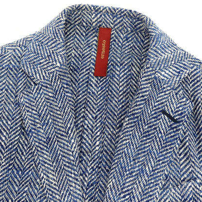 【中古】エルネスト ernesto GFB シルクコットン ヘリンボーン 2B カジュアルジャケット ネイビー【サイズ46】【 状態ランクC 】【 メンズ 】