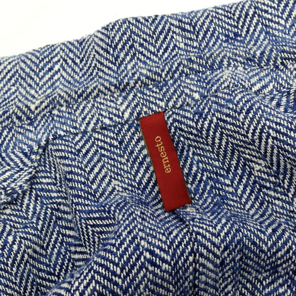 【中古】エルネスト ernesto GFB シルクコットン ヘリンボーン 2B カジュアルジャケット ネイビー【サイズ46】【 状態ランクC 】【 メンズ 】