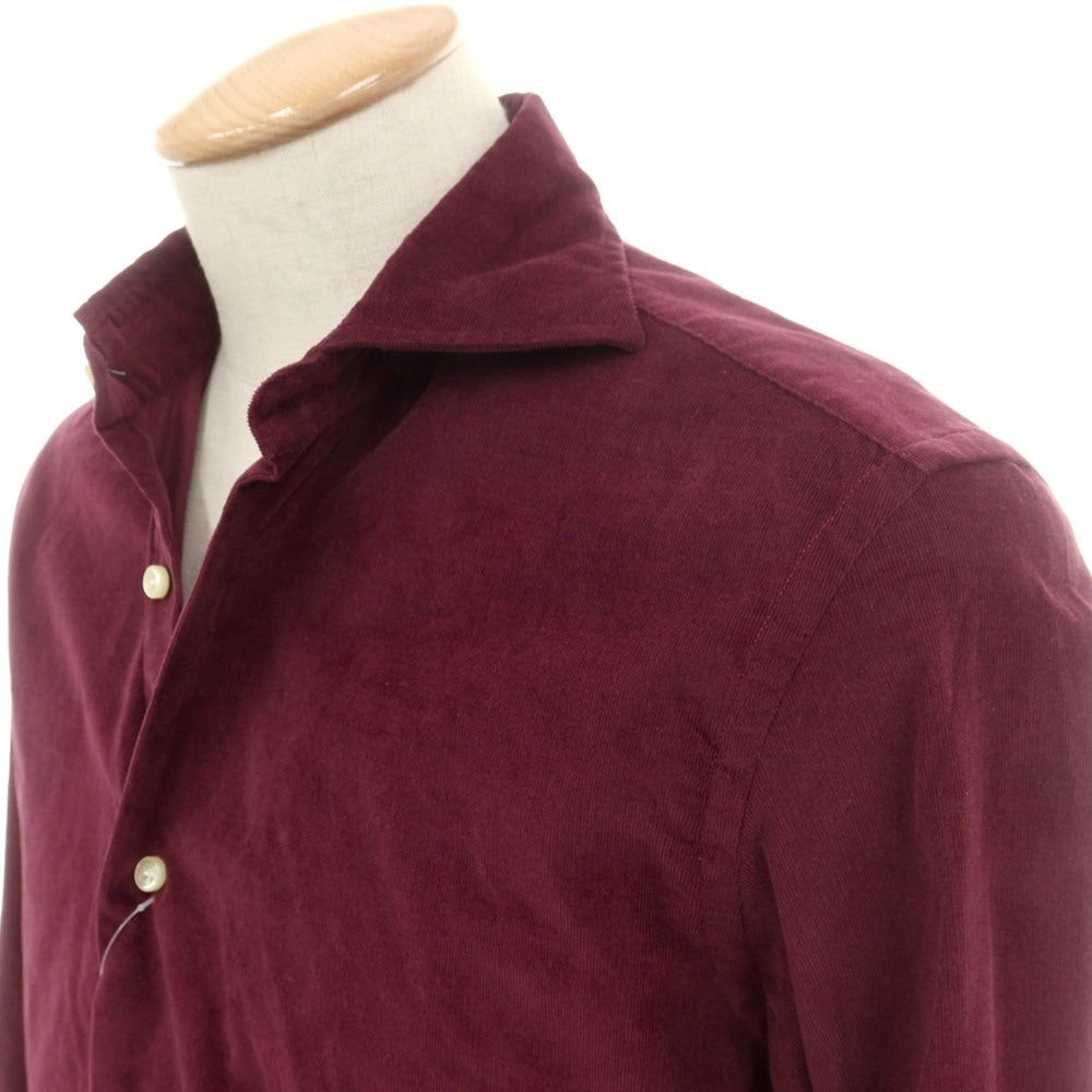【中古】ギローバー GUY ROVER ストレッチ コットン コーデュロイ ホリゾンタルカラー カジュアルシャツ ワイン【 S 】【 状態ランクB 】【 メンズ 】