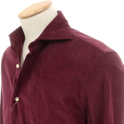 【中古】ギローバー GUY ROVER ストレッチ コットン コーデュロイ ホリゾンタルカラー カジュアルシャツ ワイン【 S 】【 状態ランクB 】【 メンズ 】