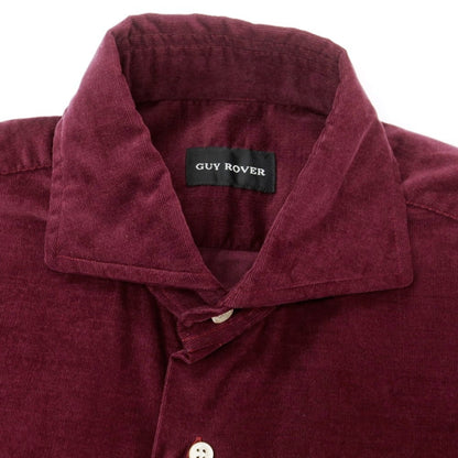 【中古】ギローバー GUY ROVER ストレッチ コットン コーデュロイ ホリゾンタルカラー カジュアルシャツ ワイン【 S 】【 状態ランクB 】【 メンズ 】
