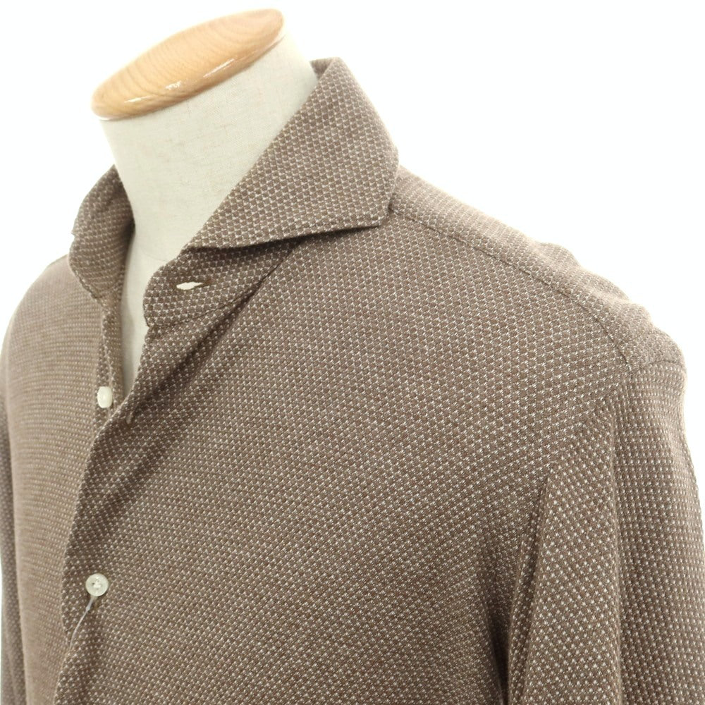 【中古】オリアン ORIAN コットン ジャージー カッタウェイ カジュアルシャツ ブラウンxホワイト【 S 】【 状態ランクC 】【 メンズ 】