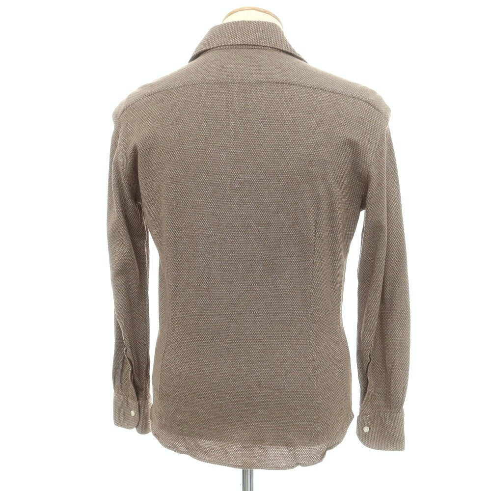 【中古】オリアン ORIAN コットン ジャージー カッタウェイ カジュアルシャツ ブラウンxホワイト【 S 】【 状態ランクC 】【 メンズ 】