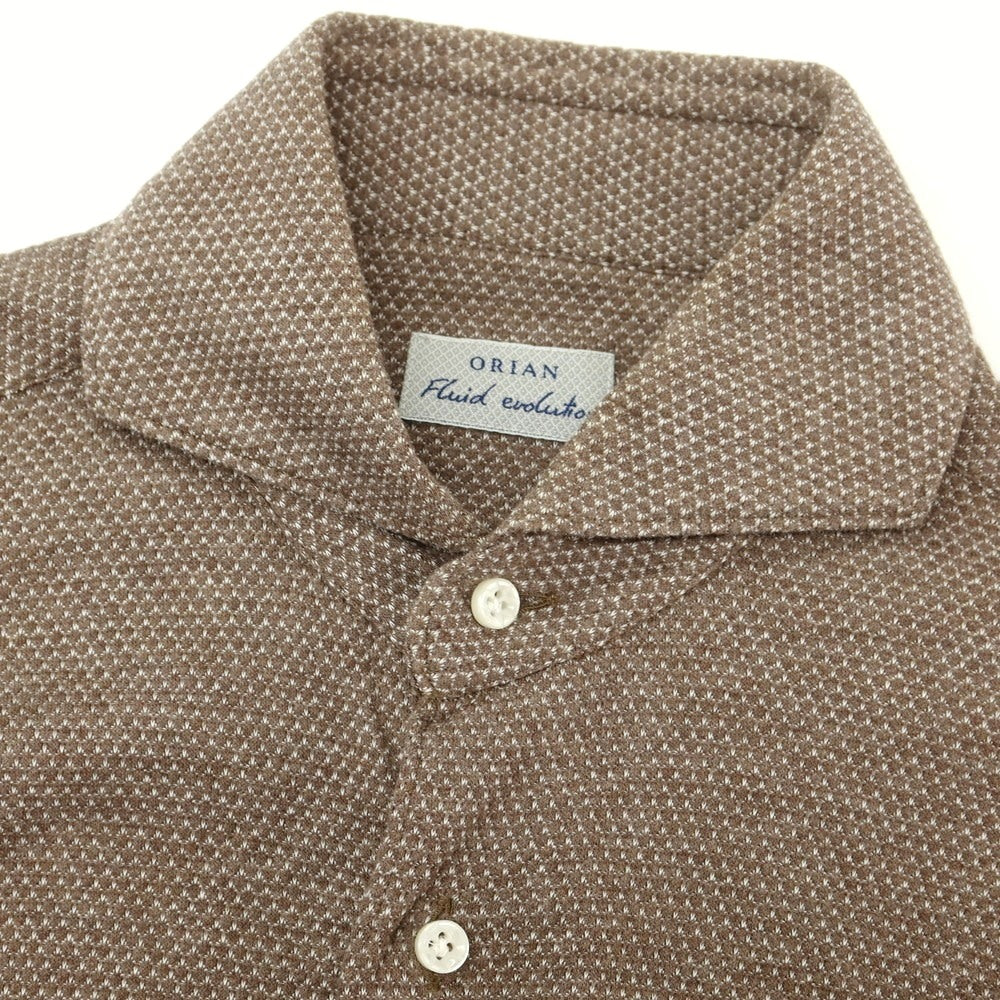 【中古】オリアン ORIAN コットン ジャージー カッタウェイ カジュアルシャツ ブラウンxホワイト【 S 】【 状態ランクC 】【 メンズ 】