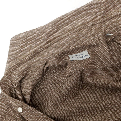 【中古】オリアン ORIAN コットン ジャージー カッタウェイ カジュアルシャツ ブラウンxホワイト【 S 】【 状態ランクC 】【 メンズ 】