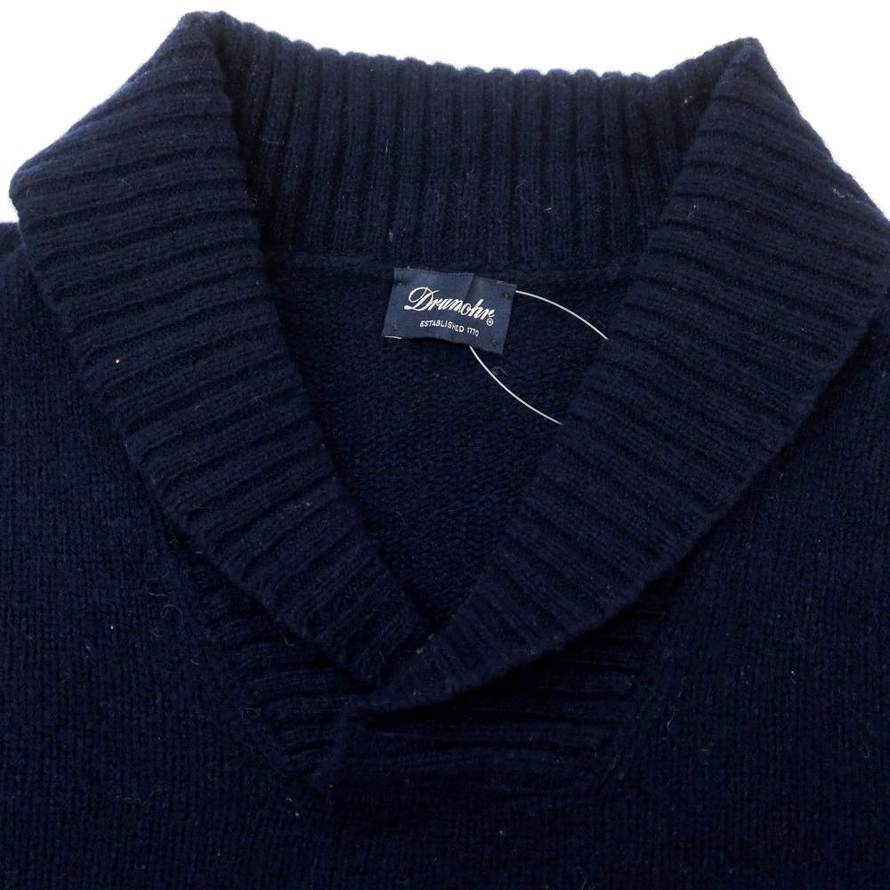 【中古】ドルモア DRUMOHR ウール ショールカラーニット ネイビー【 46 】【 状態ランクD 】【 メンズ 】