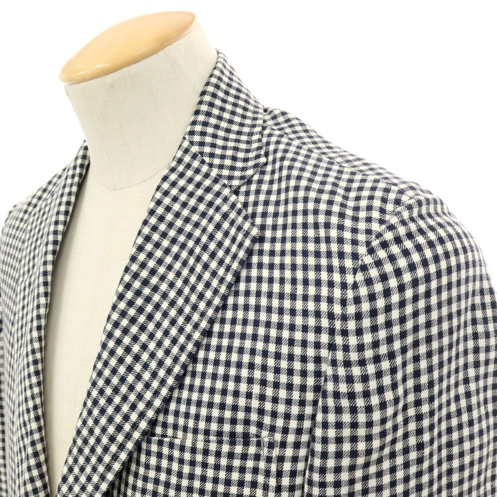 【中古】トレンタオット TRENTA OTTO リネン ギンガムチェック 3B カジュアルジャケット ブラックxホワイト【サイズ44】【 状態ランクC 】【 メンズ 】