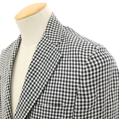 【中古】トレンタオット TRENTA OTTO リネン ギンガムチェック 3B カジュアルジャケット ブラックxホワイト【サイズ44】【 状態ランクC 】【 メンズ 】