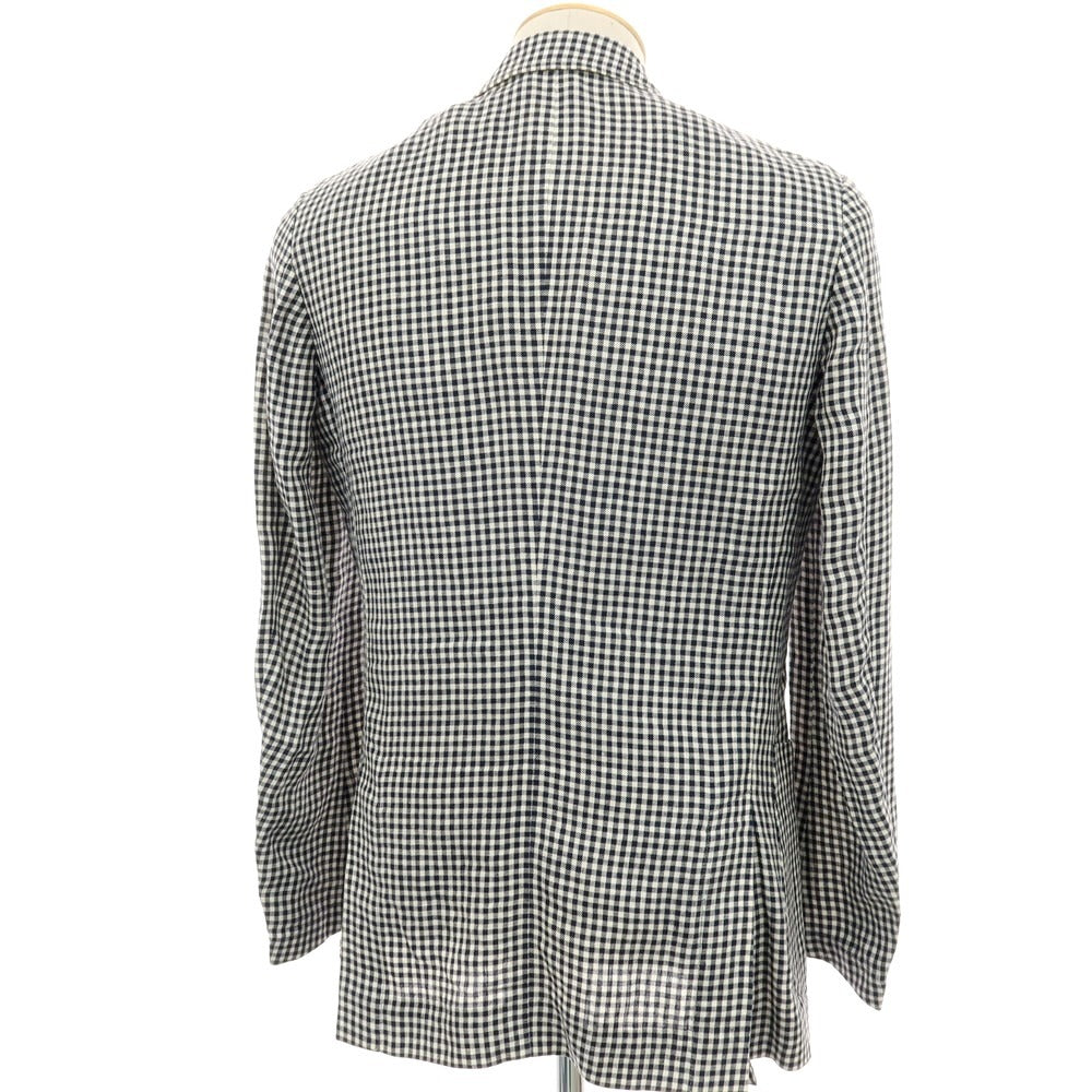 【中古】トレンタオット TRENTA OTTO リネン ギンガムチェック 3B カジュアルジャケット ブラックxホワイト【サイズ44】【 状態ランクC 】【 メンズ 】