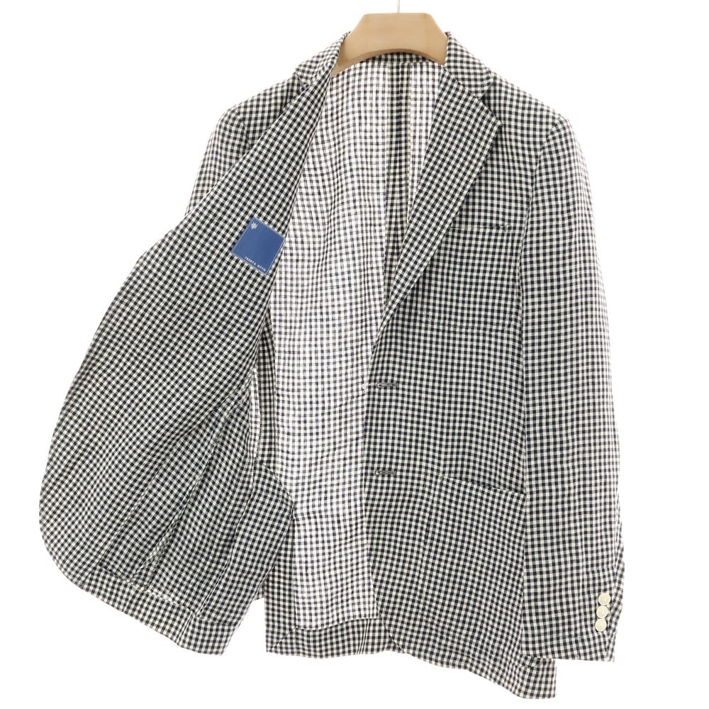 【中古】トレンタオット TRENTA OTTO リネン ギンガムチェック 3B カジュアルジャケット ブラックxホワイト【サイズ44】【 状態ランクC 】【 メンズ 】[EPD]