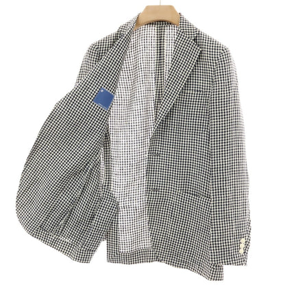 【中古】トレンタオット TRENTA OTTO リネン ギンガムチェック 3B カジュアルジャケット ブラックxホワイト【サイズ44】【 状態ランクC 】【 メンズ 】