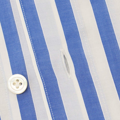 【中古】フィナモレ Finamore コットン ストライプ カッタウェイ カジュアルシャツ ホワイトxブルー【 37 】【 状態ランクC 】【 メンズ 】