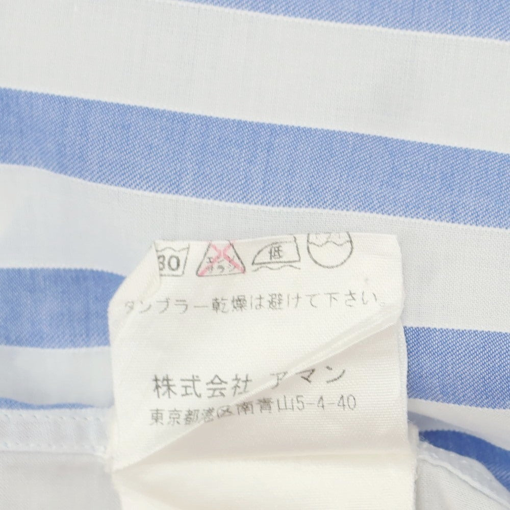 【中古】フィナモレ Finamore コットン ストライプ カッタウェイ カジュアルシャツ ホワイトxブルー【 37 】【 状態ランクC 】【 メンズ 】