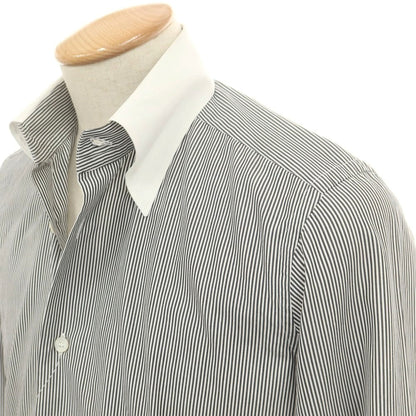 【中古】フライ FRAY コットン ストライプ 隠しボタンダウン クレリック ドレスシャツ ブラックxホワイト【 37 】【 状態ランクC 】【 メンズ 】