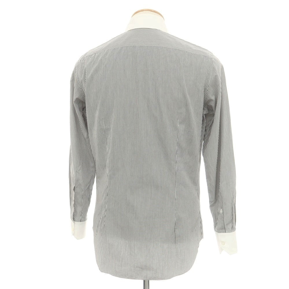 【中古】フライ FRAY コットン ストライプ 隠しボタンダウン クレリック ドレスシャツ ブラックxホワイト【 37 】【 状態ランクC 】【 メンズ 】