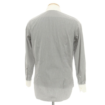 【中古】フライ FRAY コットン ストライプ 隠しボタンダウン クレリック ドレスシャツ ブラックxホワイト【 37 】【 状態ランクC 】【 メンズ 】