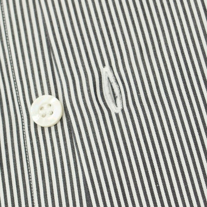 【中古】フライ FRAY コットン ストライプ 隠しボタンダウン クレリック ドレスシャツ ブラックxホワイト【 37 】【 状態ランクC 】【 メンズ 】