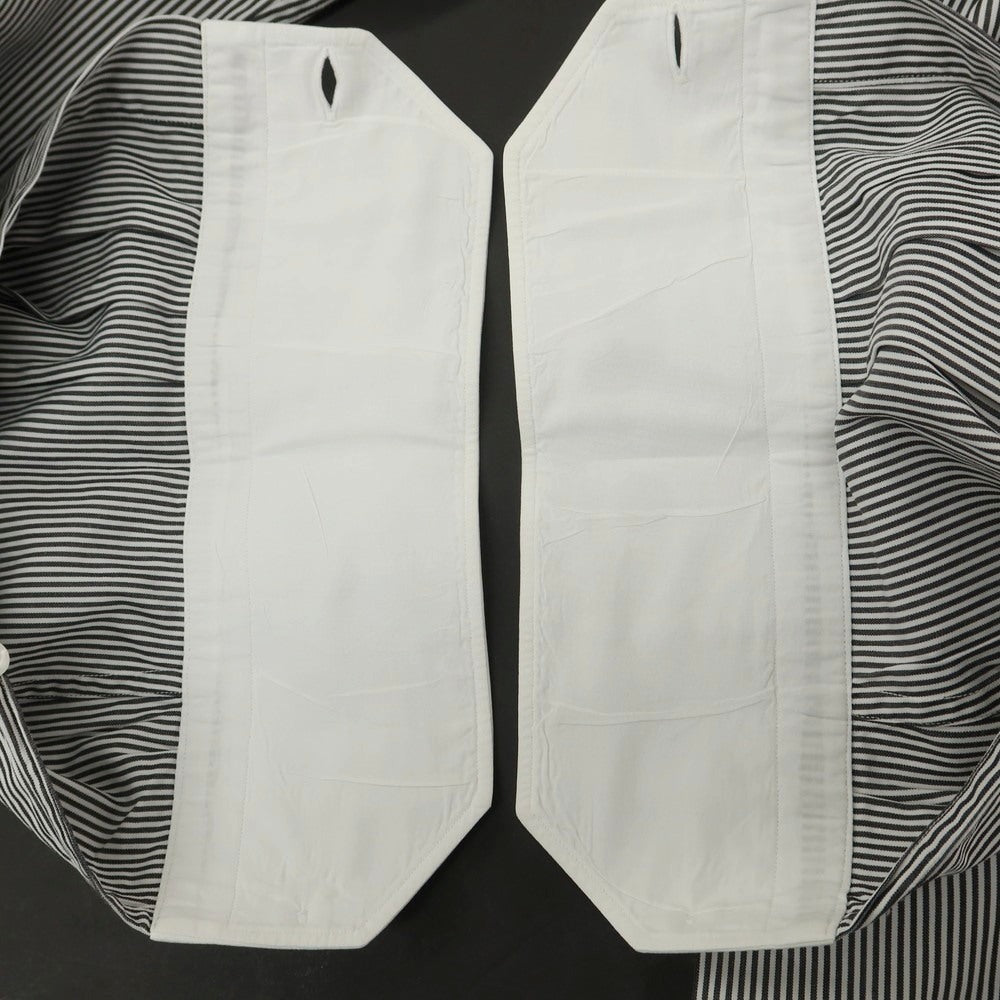 【中古】フライ FRAY コットン ストライプ 隠しボタンダウン クレリック ドレスシャツ ブラックxホワイト【 37 】【 状態ランクC 】【 メンズ 】