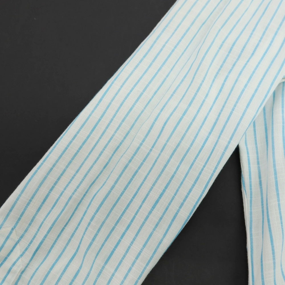 【中古】チリエッロ CIRIELLO コットン ストライプ カプリシャツ ホワイトxライトブルー【サイズXS】【 状態ランクD 】【 メンズ 】