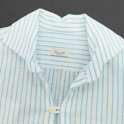 【中古】チリエッロ CIRIELLO コットン ストライプ カプリシャツ ホワイトxライトブルー【サイズXS】【 状態ランクD 】【 メンズ 】