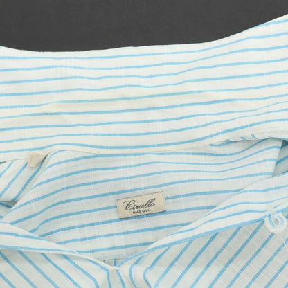 【中古】チリエッロ CIRIELLO コットン ストライプ カプリシャツ ホワイトxライトブルー【サイズXS】【 状態ランクD 】【 メンズ 】