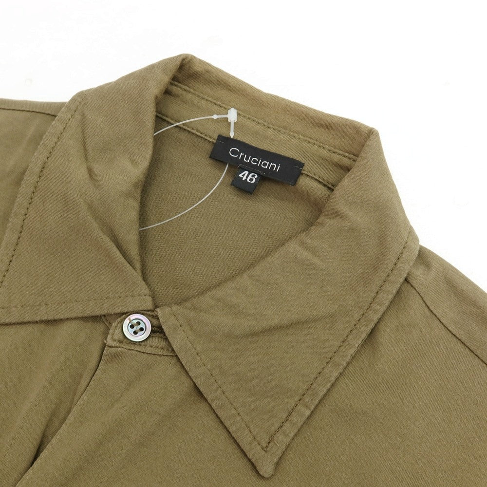【中古】クルチアーニ CRUCIANI コットン レギュラーカラー 半袖シャツ オリーブ【サイズ46】【 状態ランクC 】【 メンズ 】