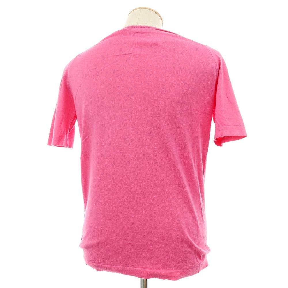 トップス JOHN SMEDLEY コットン 半袖 クルーネック ニット ピンク