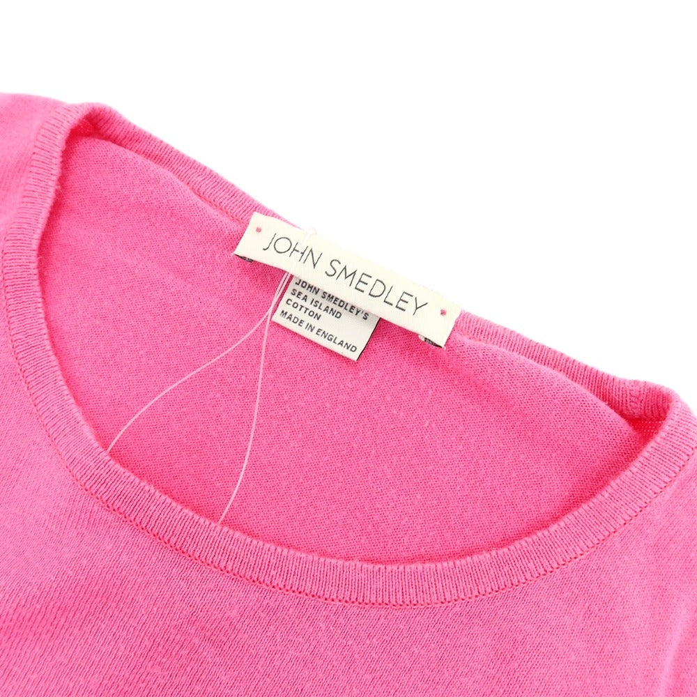 JOHN SMEDLEY コットン 半袖 クルーネック ニット ピンク トップス JOHN SMEDLEY コットン 半袖 クルーネック ニット ピンク