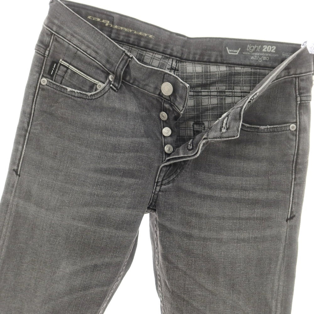 【中古】ケアレーベル Care label クラッシュ＆リペア加工 ストレッチ コットン ジーンズ デニムパンツ グレー【サイズ30】【 状態ランクB 】【 メンズ 】[CPD]