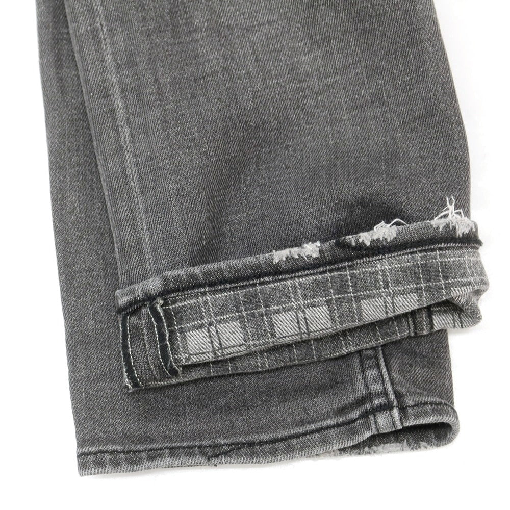 【中古】ケアレーベル Care label クラッシュ＆リペア加工 ストレッチ コットン ジーンズ デニムパンツ グレー【 30 】【 状態ランクB 】【 メンズ 】