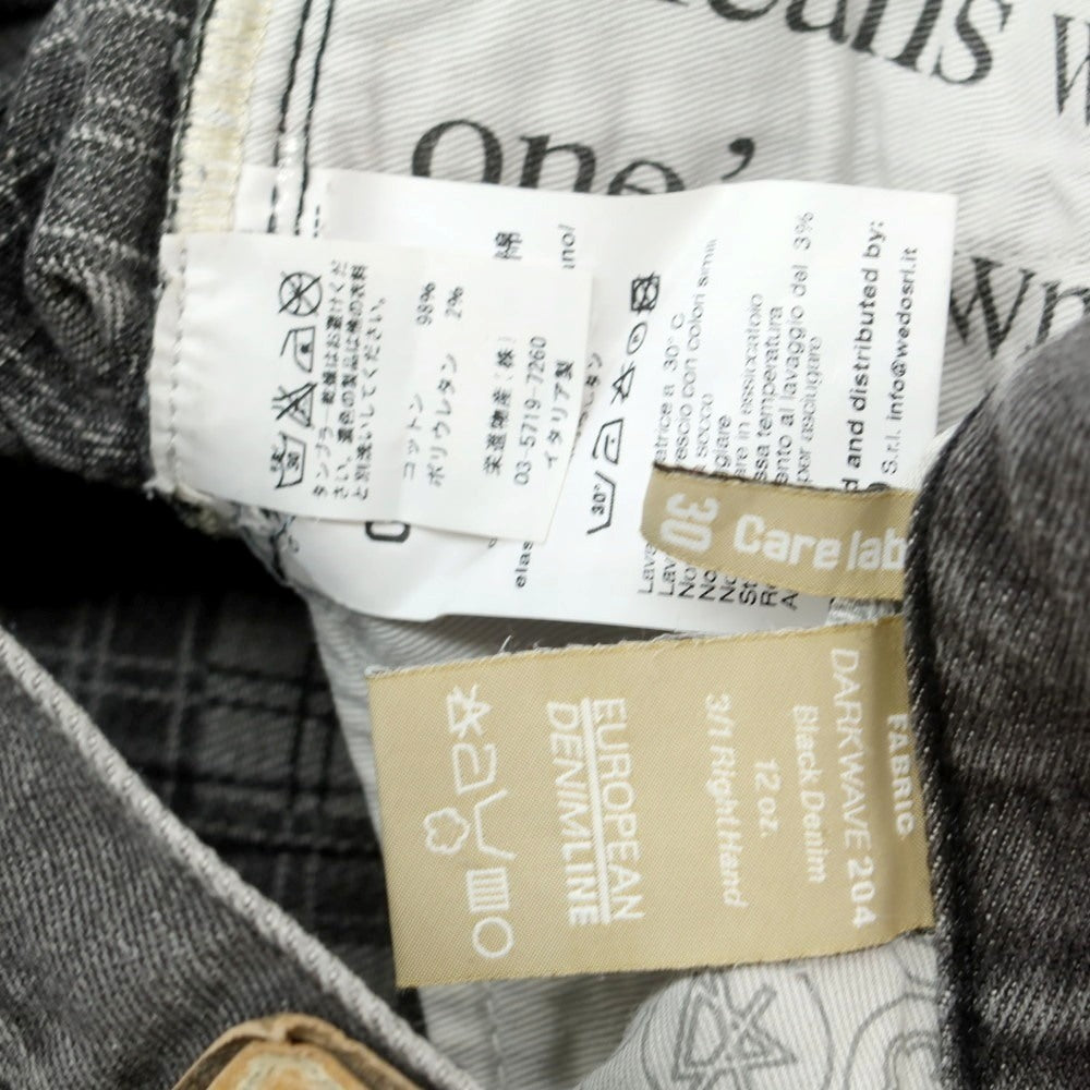 【中古】ケアレーベル Care label クラッシュ＆リペア加工 ストレッチ コットン ジーンズ デニムパンツ グレー【サイズ30】【 状態ランクB 】【 メンズ 】[CPD]