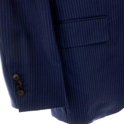 【中古】ユニバーサルランゲージ UNIVERSAL LANGUAGE ウール ストライプ 3つボタンスーツ ネイビーxブルー【サイズ48】【 状態ランクB 】【 メンズ 】