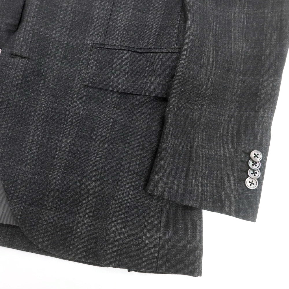 【中古】ユニバーサルランゲージ UNIVERSAL LANGUAGE SUPER130’S ウール チェック 2つボタンスーツ グレー【 48 】【 状態ランクC 】【 メンズ 】