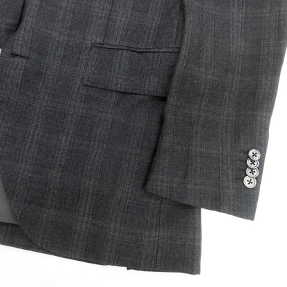 【中古】ユニバーサルランゲージ UNIVERSAL LANGUAGE SUPER130’S ウール チェック 2つボタンスーツ グレー【 48 】【 状態ランクC 】【 メンズ 】