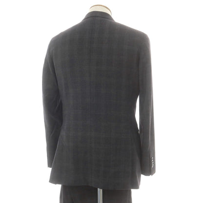 【中古】ユニバーサルランゲージ UNIVERSAL LANGUAGE SUPER130’S ウール チェック 2つボタンスーツ グレー【 48 】【 状態ランクC 】【 メンズ 】