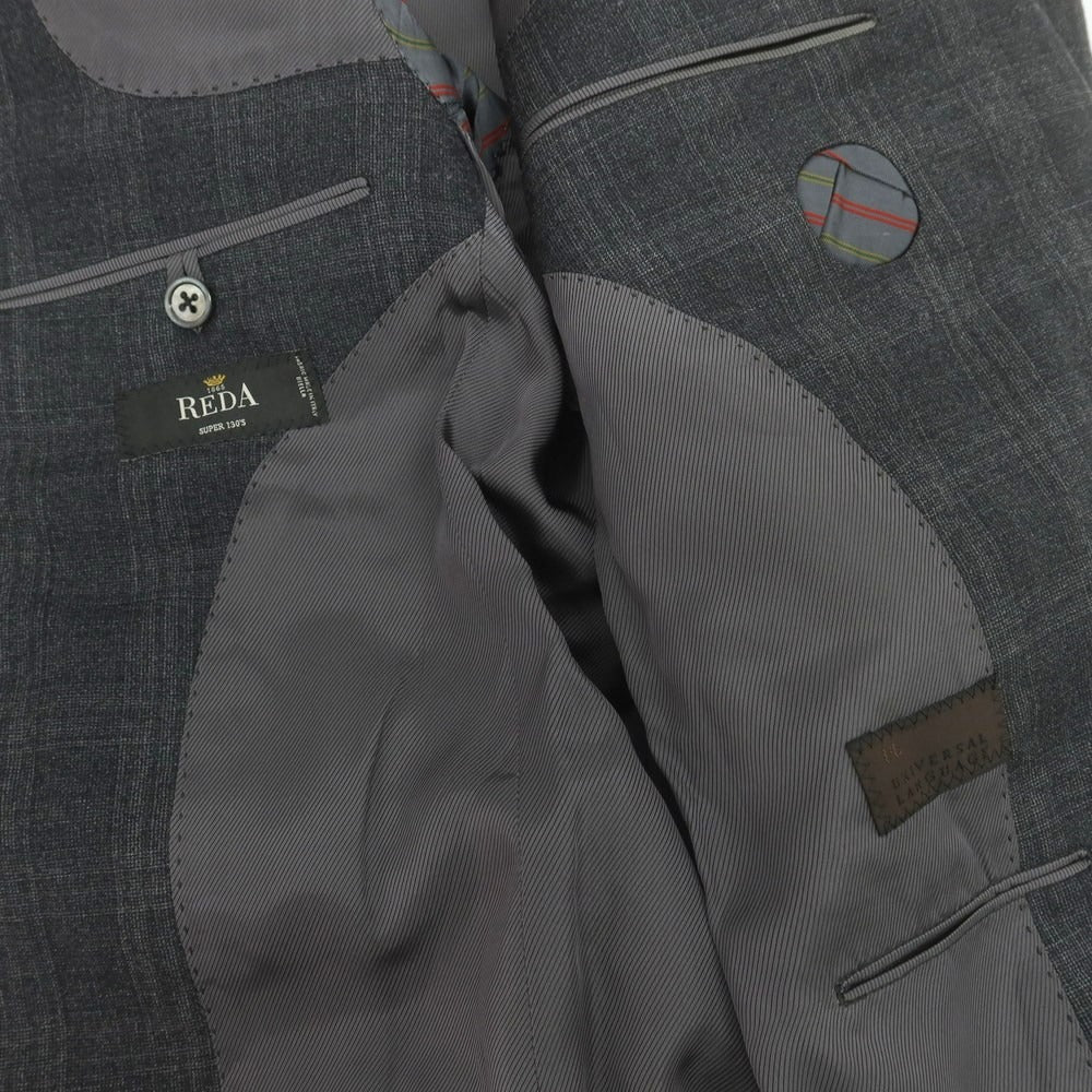 【中古】ユニバーサルランゲージ UNIVERSAL LANGUAGE SUPER130’S ウール チェック 2つボタンスーツ グレー【 48 】【 状態ランクC 】【 メンズ 】