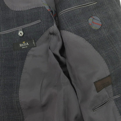 【中古】ユニバーサルランゲージ UNIVERSAL LANGUAGE SUPER130’S ウール チェック 2つボタンスーツ グレー【 48 】【 状態ランクC 】【 メンズ 】