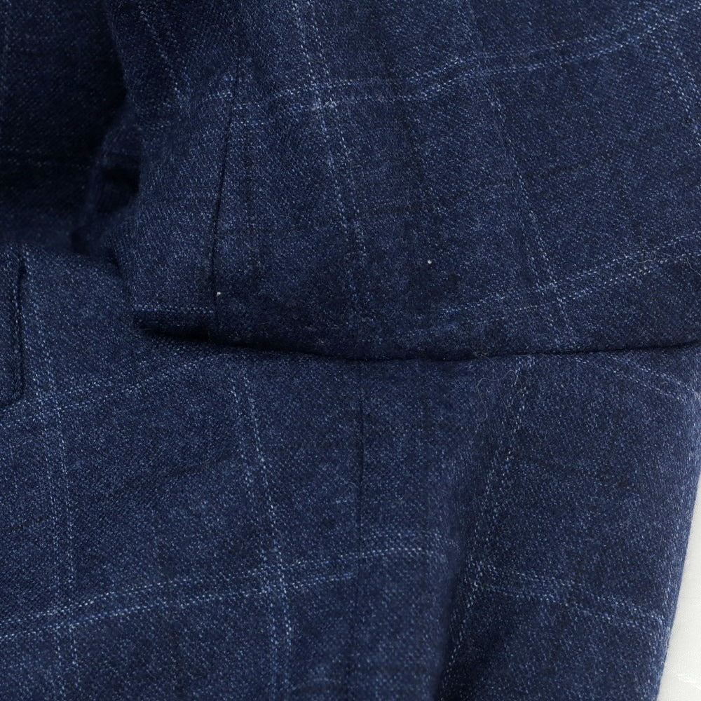 【中古】ブルーエグリージオ Blu e Grigio ウール チェック テーラードジャケット ライトネイビーxブルー【 50 】【 状態ランクC 】【 メンズ 】