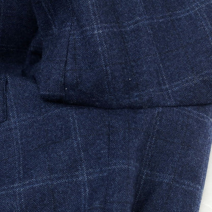 【中古】ブルーエグリージオ Blu e Grigio ウール チェック テーラードジャケット ライトネイビーxブルー【 50 】【 状態ランクC 】【 メンズ 】