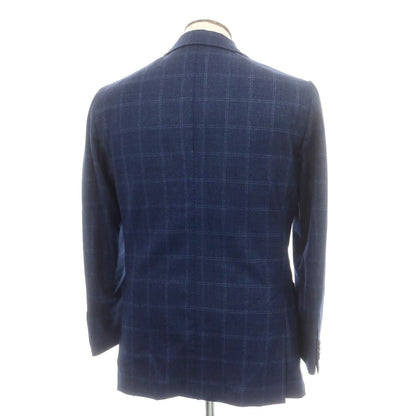 【中古】ブルーエグリージオ Blu e Grigio ウール チェック テーラードジャケット ライトネイビーxブルー【 50 】【 状態ランクC 】【 メンズ 】